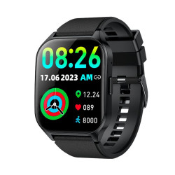COOL Smartwatch Ecrã Amoled Curvo Silicone Preto (Chamadas, Saúde, Desportos) (WRLDWEL)