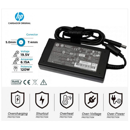 CARREGADOR HP ORIGINAL | 19,5V/6,15A | 7,4 x 5,0 mm | 120W (RECONDICIONADO) (35469)