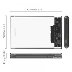 CAIXA EXTERNA ORICO 2139U3 TRANSPARENTE DISCOS HDD/SSD SATA 2.5” / USB 3.0 5GBPS (35574)