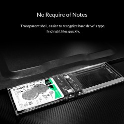 CAIXA EXTERNA ORICO 2139U3 TRANSPARENTE DISCOS HDD/SSD SATA 2.5” / USB 3.0 5GBPS (35574)