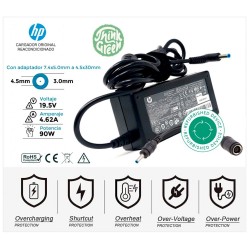 CARREGADOR HP ORIGINAL | 19,5 V / 4,62 A COM ADAPTADOR 4,5 x 3,0 mm (PONTA AZUL) | 90W RECONDICIONADO (34994)