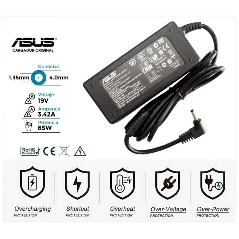 CARREGADOR ORIGINAL ASUS | 19 V / 3,42 A | 4,0 x 1,35 mm | 65 W (10332)
