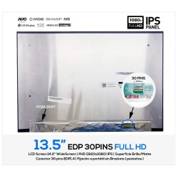 ECRÃ 13.5 LED FULL HD 30 PINOS IPS PCBA BENT SEM SUPORTES (35811)