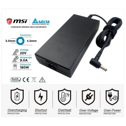 CARREGADOR ORIGINAL MSI/DELTA/CHICONY 180W | 20V / 9,0A | 4,5 x 3,0mm (12762)