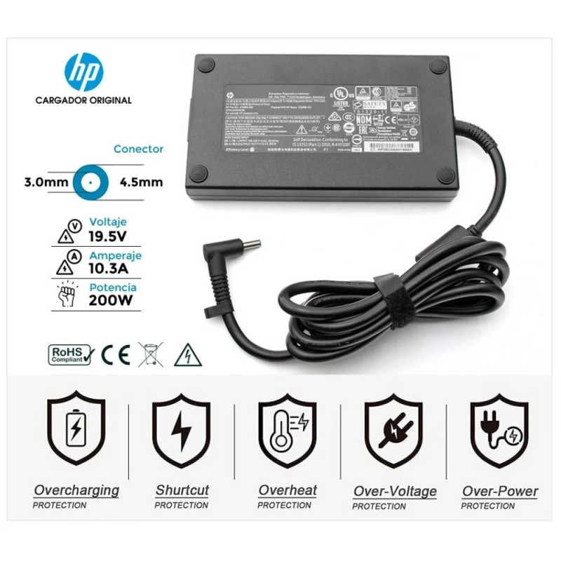 CARREGADOR ORIGINAL HP 200W | 19,5V / 10,3A | 4,5 x 3,0mm | 81560-002 (36048)