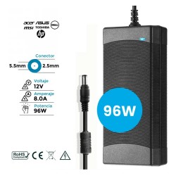 CARREGADOR COMPATÍVEL 12V / 8.0A | 5.5mm x 2.5mm | 96W (36170)