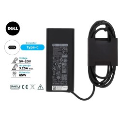 CARREGADOR Dell ORIGINAL 65 W Tipo C · 5 V/3 A, 9 V/3 A, 15 V/3 A, 20 V/3,5 A · VT148 WMDHR 0VT148 0WMDHR (36359)